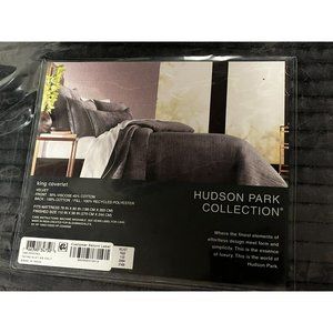 Hudson Park Collection Textured Velvet Coverlet, King Drak Gray New MSRP $565